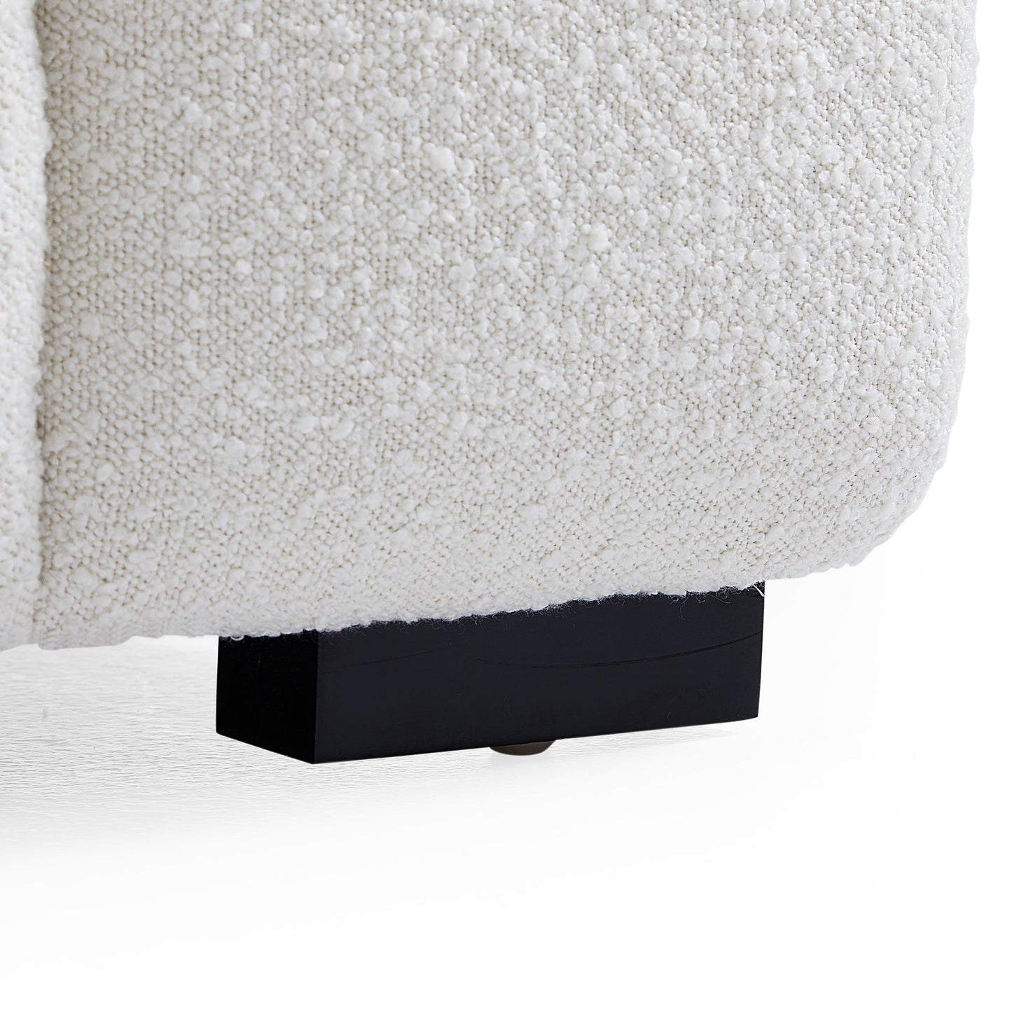 Cushy Cream Boucle Fabric Tufted Sofa With Ottoman-White