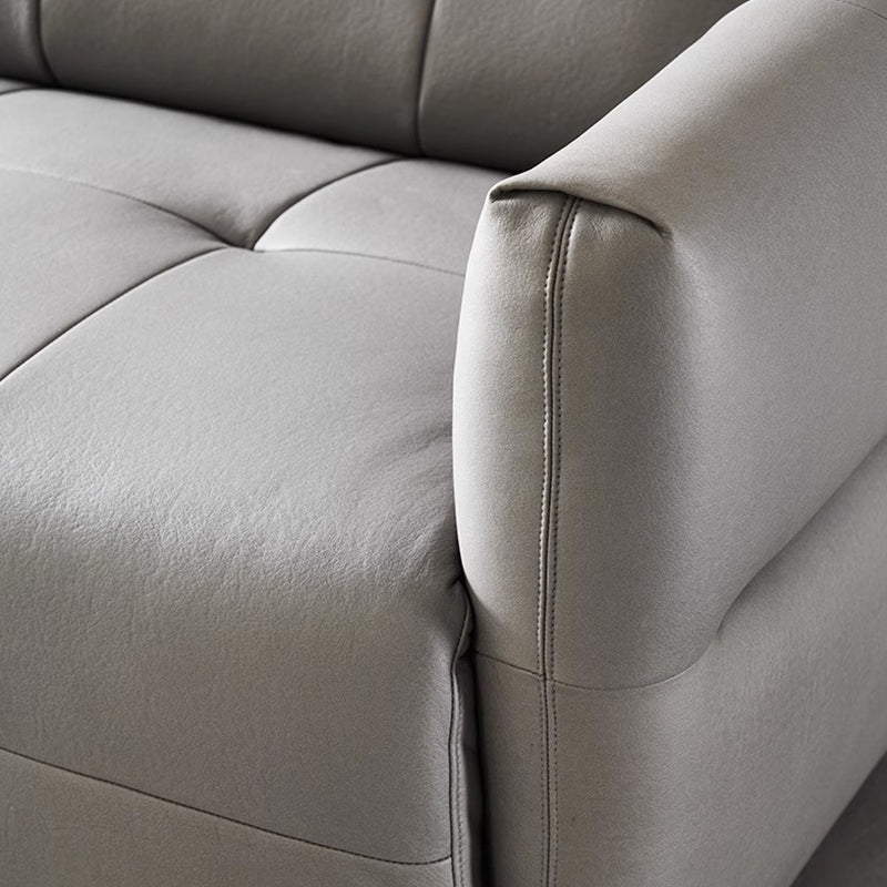 Lattice Charcoal Gray Leathaire Modular Recliner Sofa-Light Gray