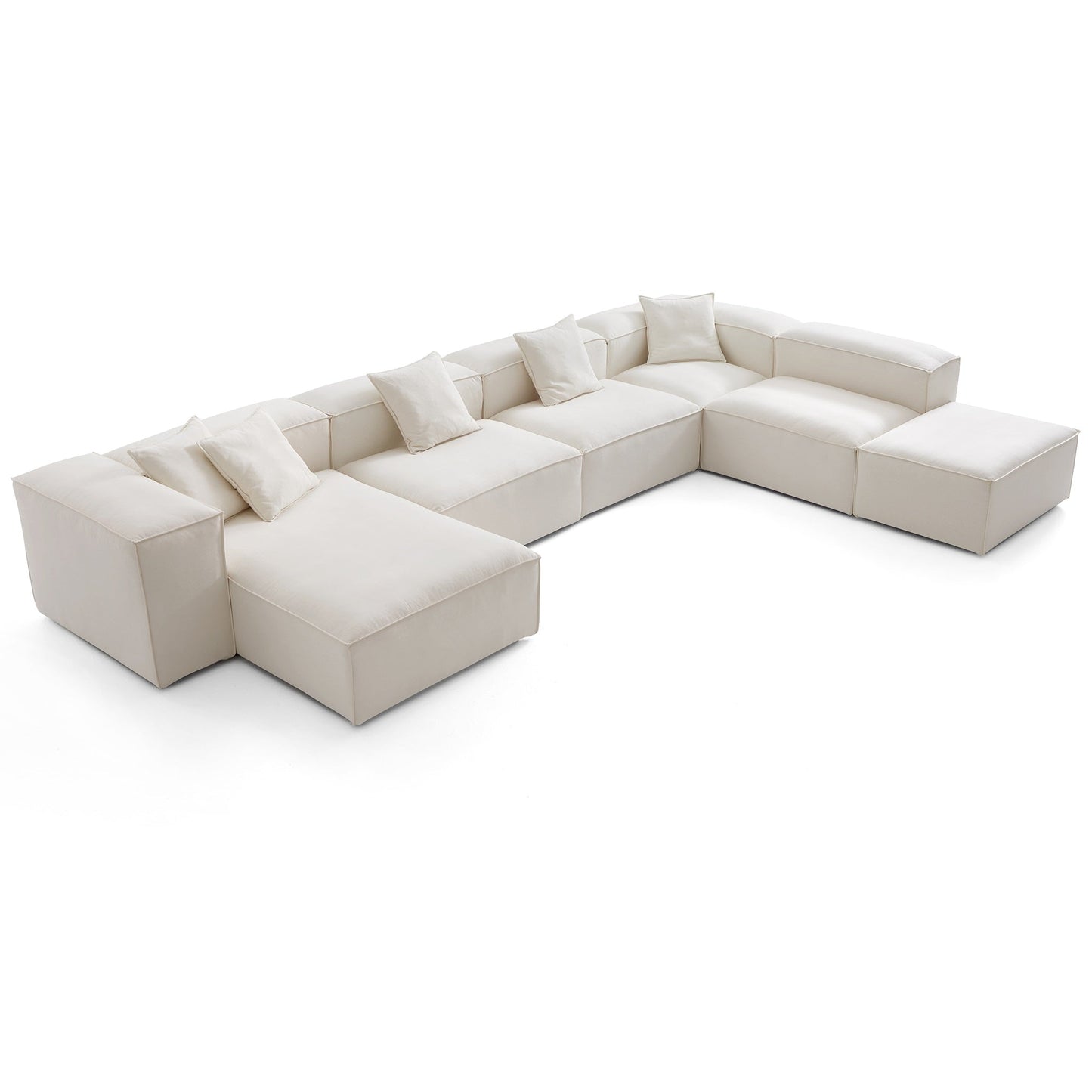 Freedom Modular Beige Open End Sectional Sofa-Beige-177.2"-High