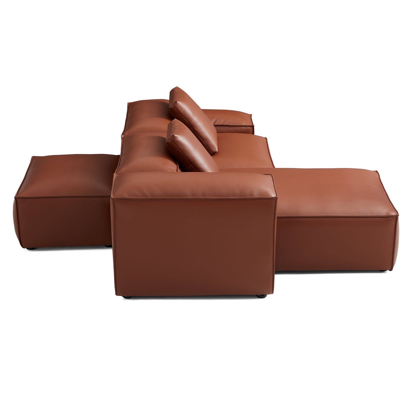 Cube Modular Brown Genuine Leather Double Sided Sectional-Brown-105.5"-Low & High