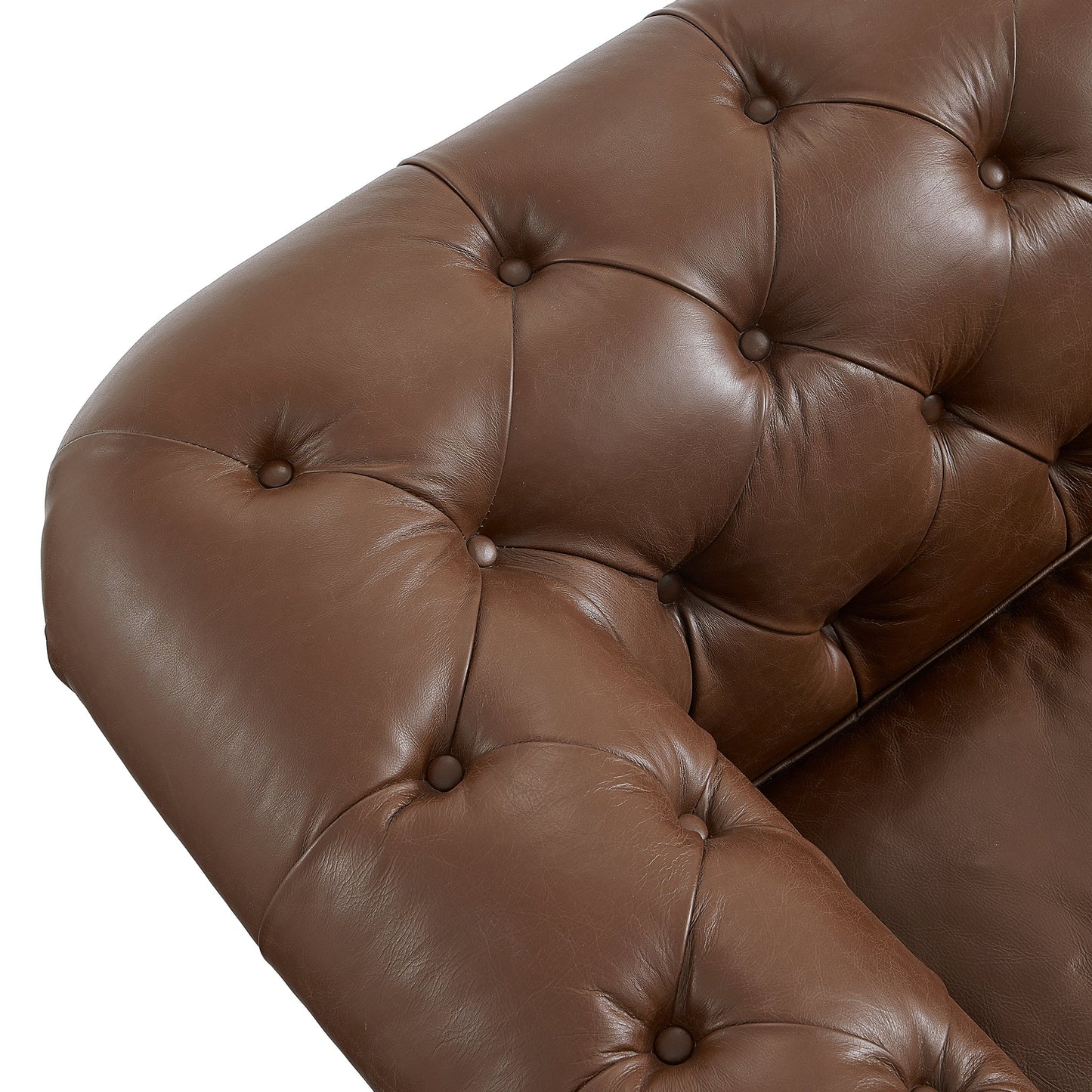 Durango Chesterfield Top Grain Leather Tufted Sofa-Brown