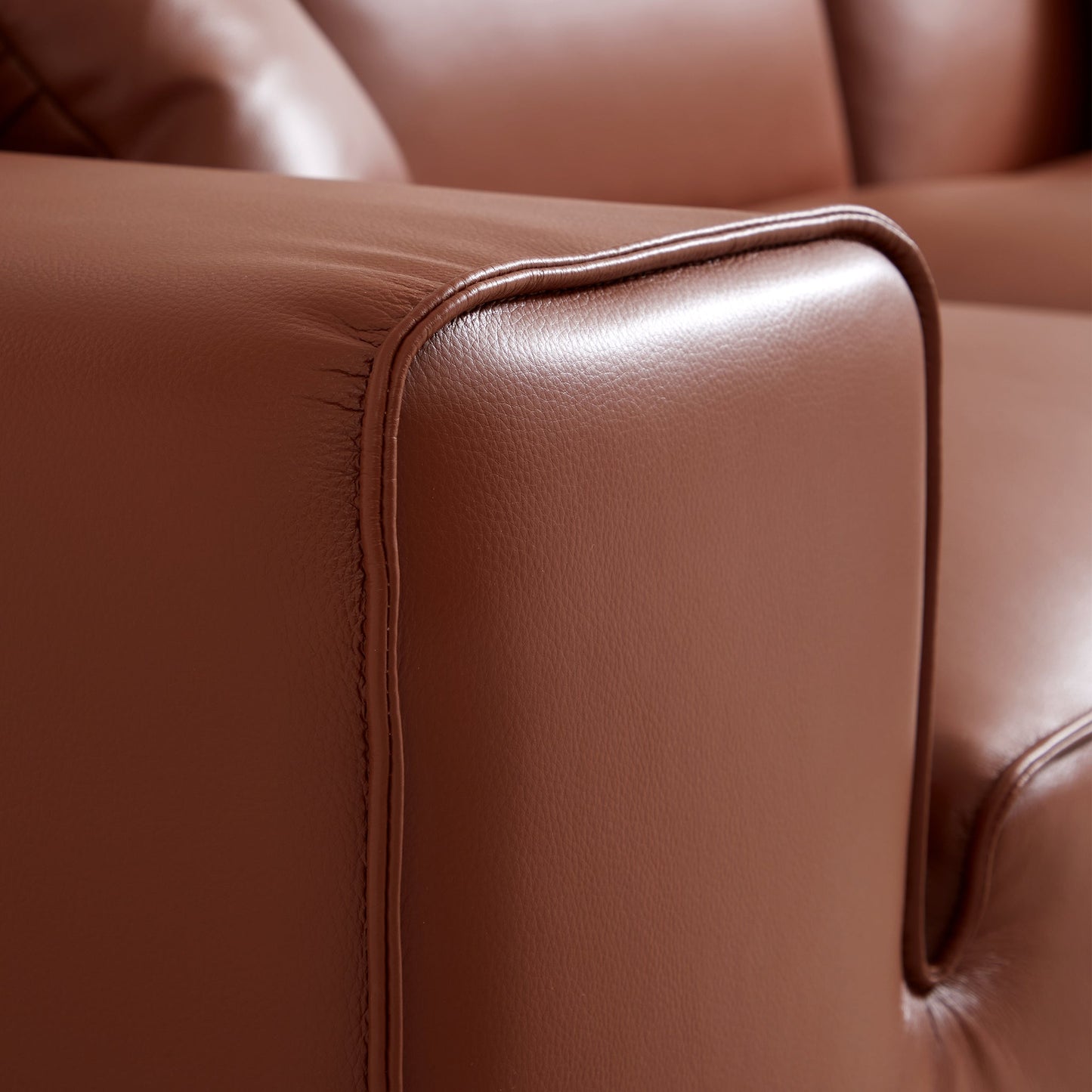 Domus Modular Black Leather Sectional Sofa-Brown