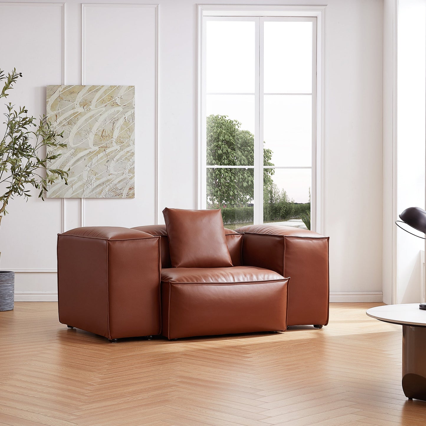 Cube Modular Brown Genuine Leather Armchair