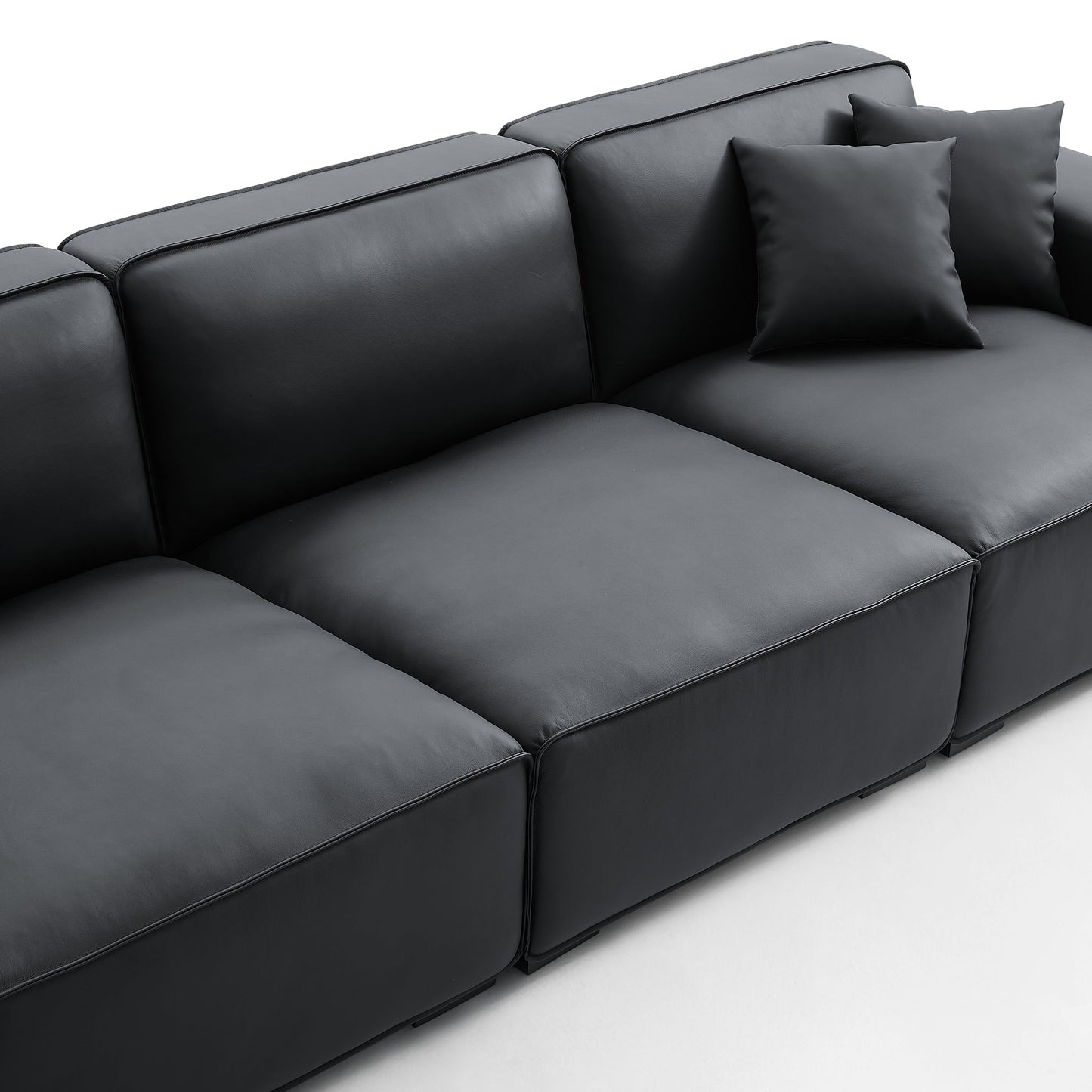Domus Modular Black Leather Sofa Set-Black