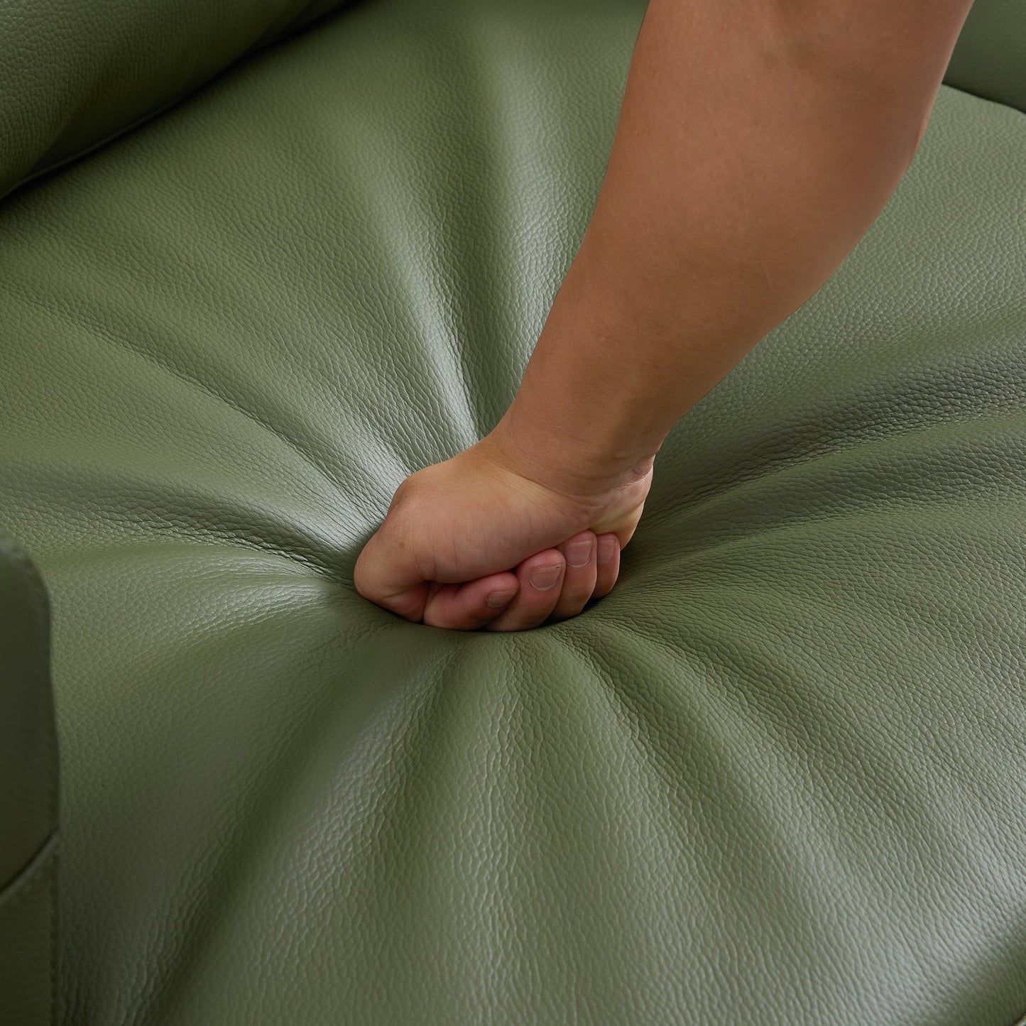 Olivia Top Grain Genuine Leather Sofa-Green