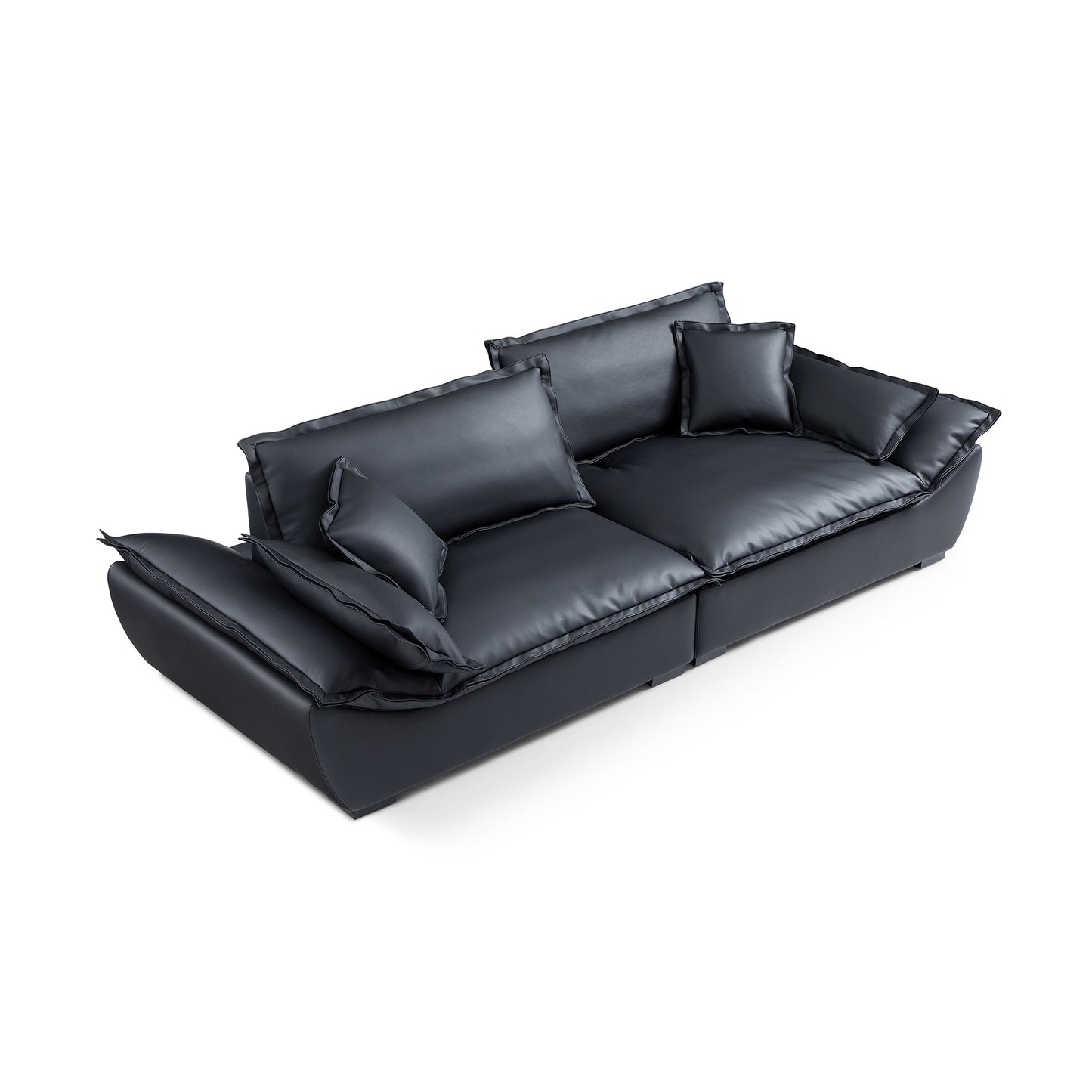 Casper Sailboat Leather Sofa-Black