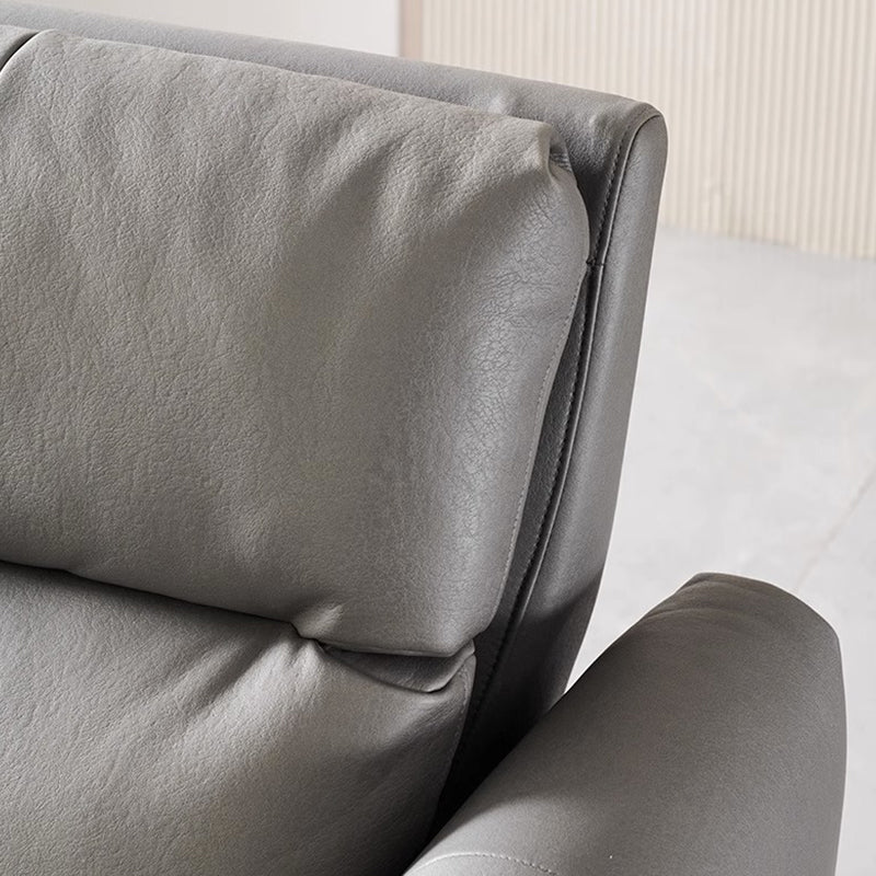 Lattice Charcoal Gray Leathaire Modular Recliner Sofa-Light Gray