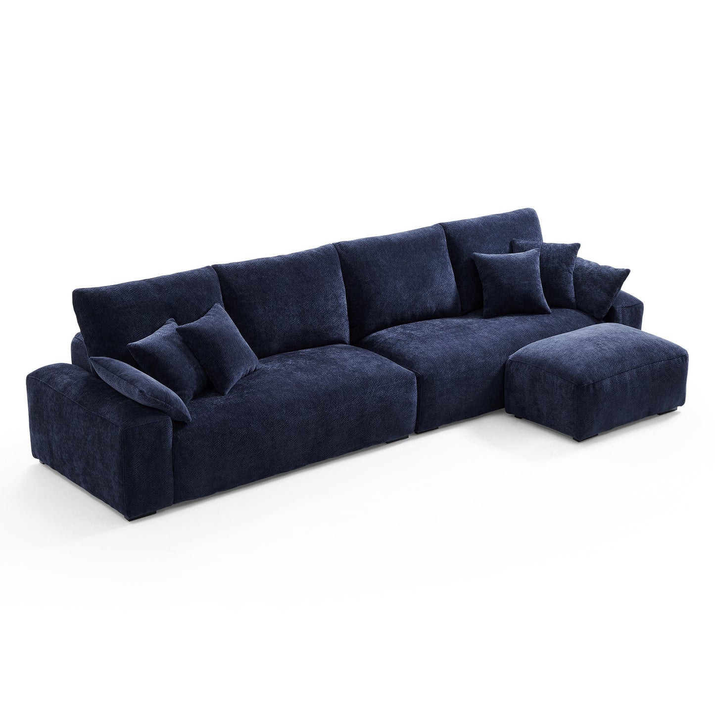 The Empress Navy Blue Sofa and Ottoman-Navy Blue-140.1"