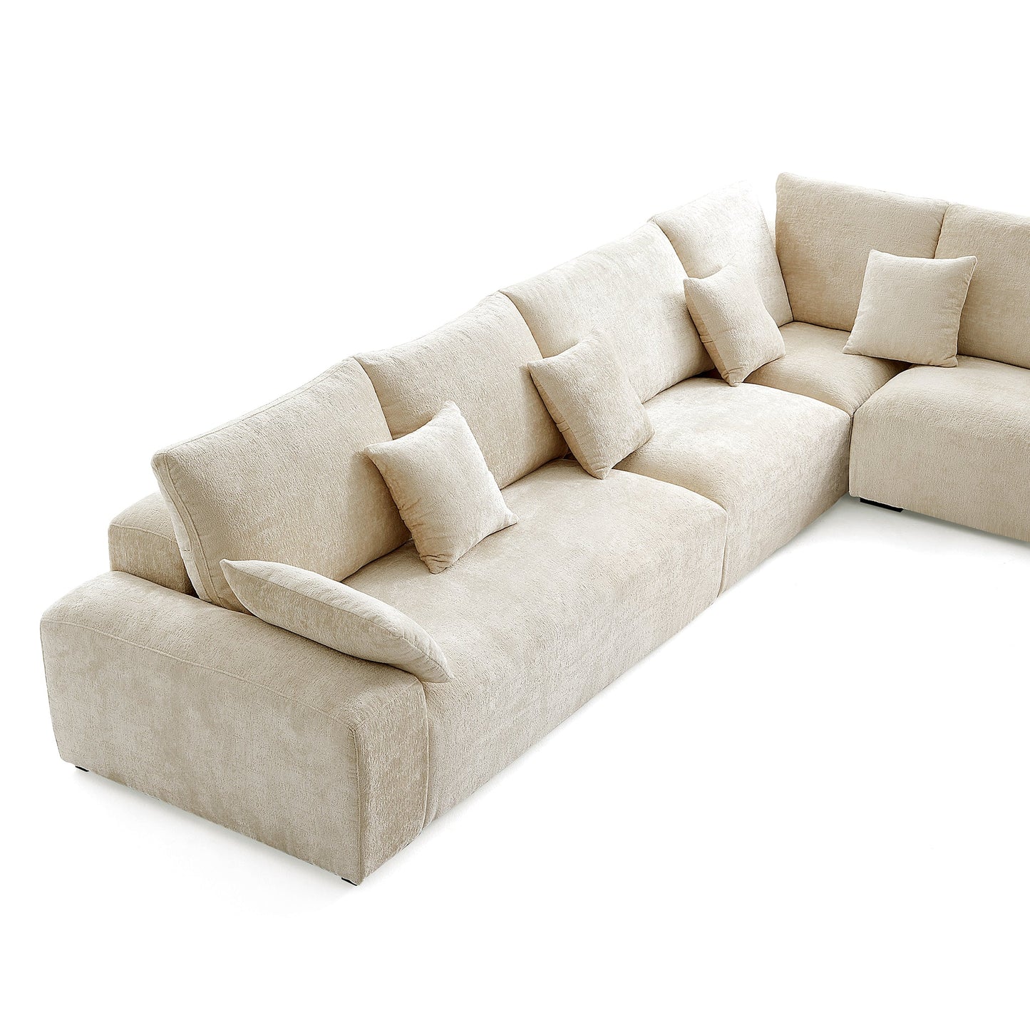 The Empress Beige Corner Sectional Sofa-Beige-144.9"