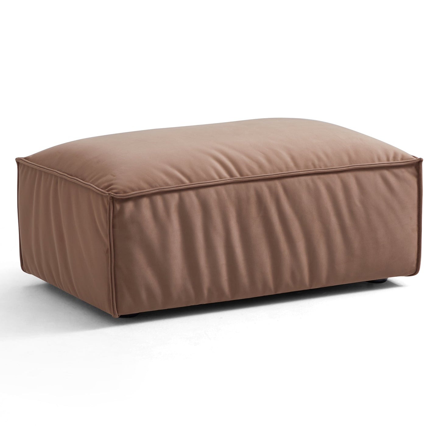Luxury Minimalist Brown Fabric Sofa and Ottoman-Brown