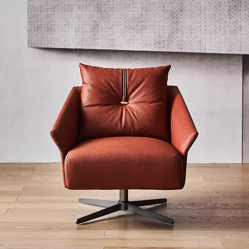 Flamingo Red Fabric Swivel Accent Chair-Red