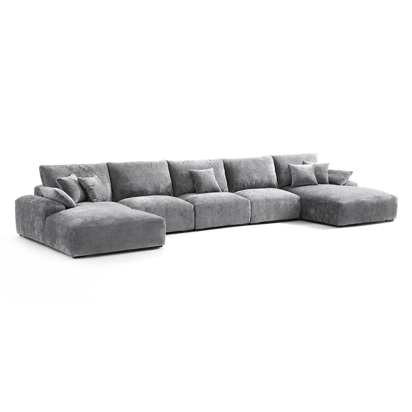 The Empress Gray U Shaped Sectional Sofa-Gray-196.9"