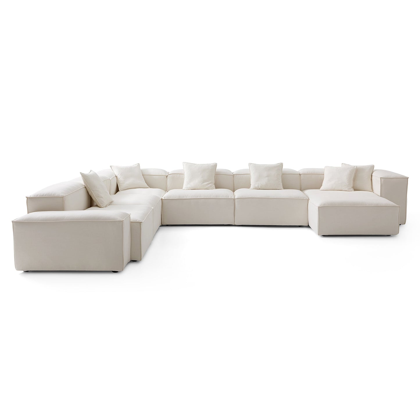 Freedom Modular Beige U Shaped Sectional Sofa-Beige-177.2"-Low & High