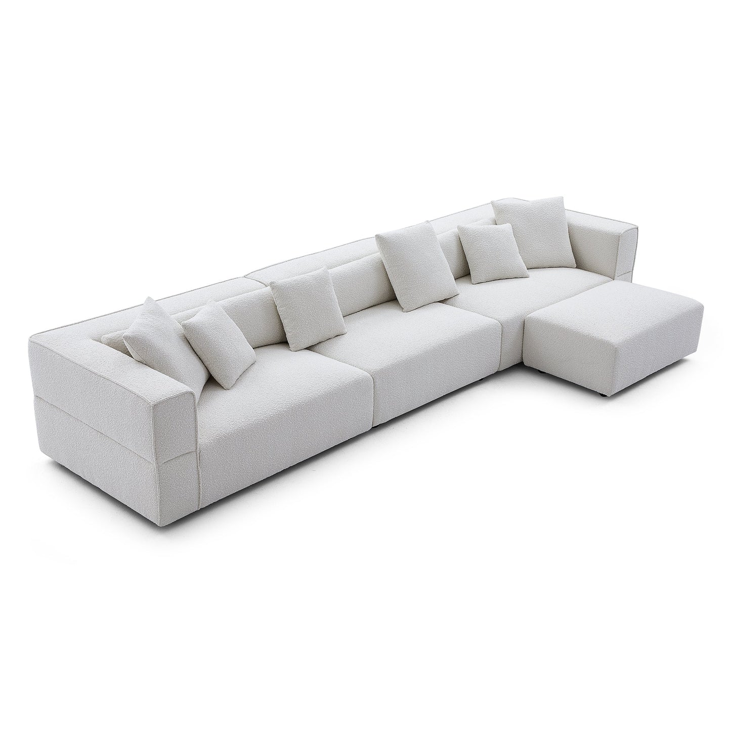 Nordic Modern Creamy Sofa with Ottoman-hidden