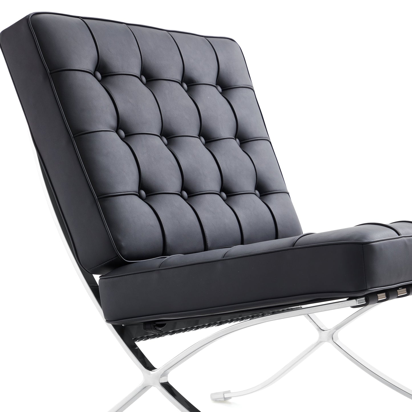 Barcelona Leather Lounge Chair-Black