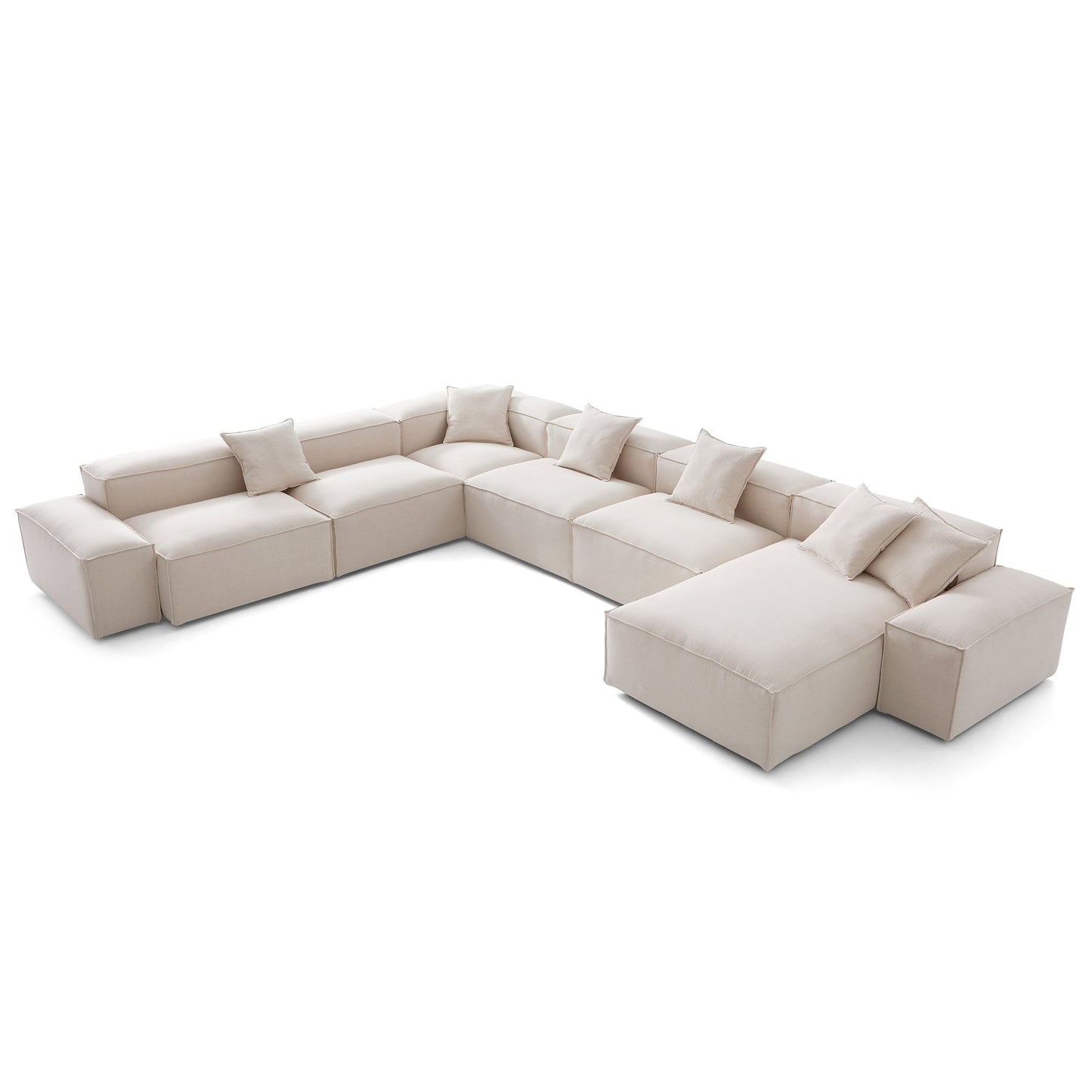 Freedom Modular Khaki U Shaped Sectional Sofa-Khaki-177.2"-Low