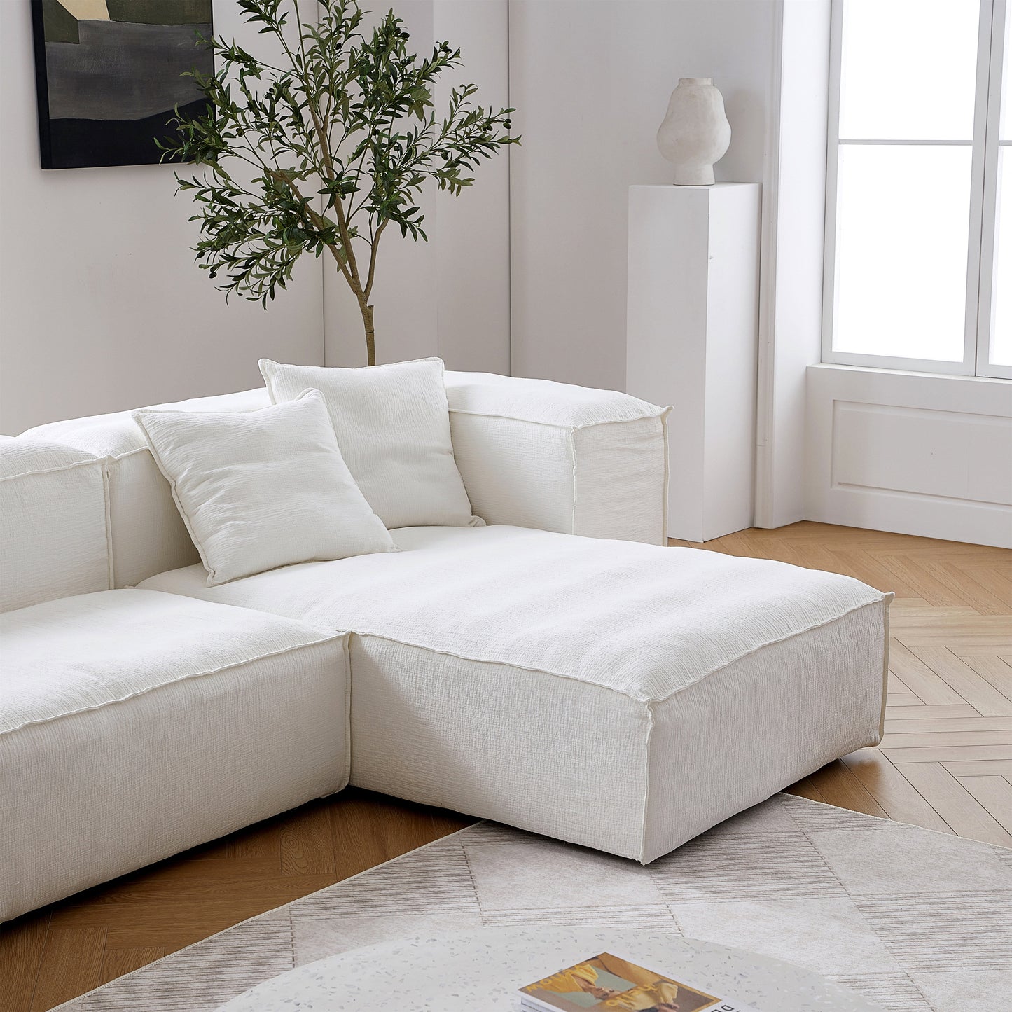 Freedom Modular Khaki Double Sided Sectional Sofa-White