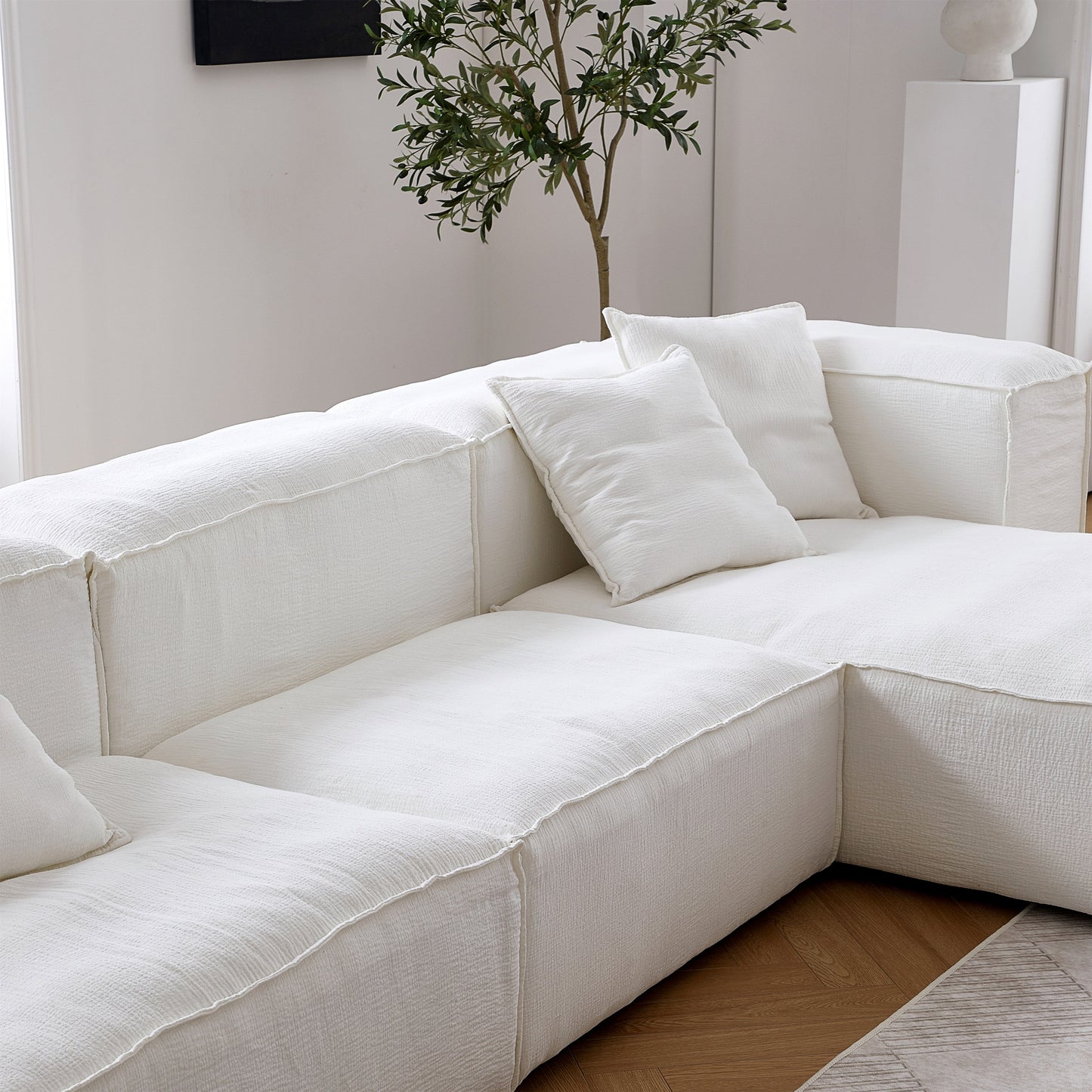 Freedom Modular Gray Sectional Sofa-White