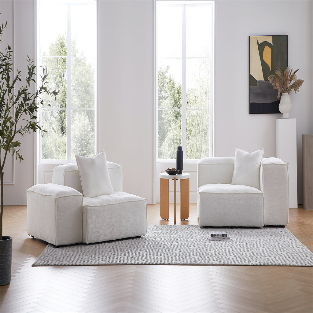 Freedom Modular Khaki Accent Armchair-White