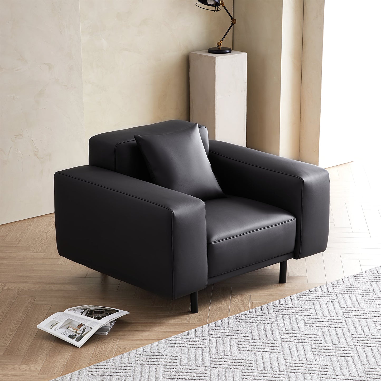 Noble Dark Gray Leather Armchair-Dark Gray
