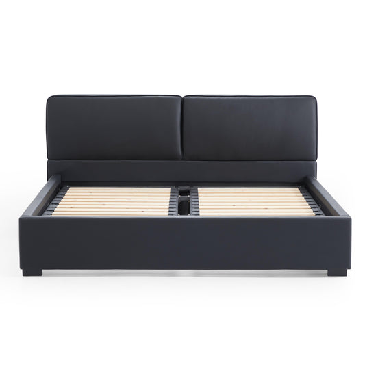 Domus Black Leather Bed
