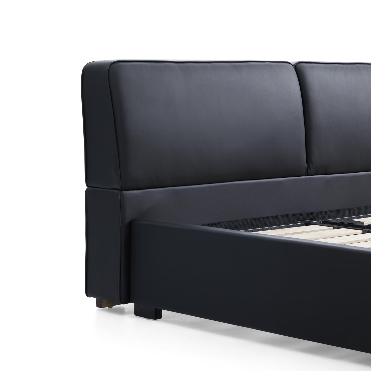 Domus Black Leather Bed