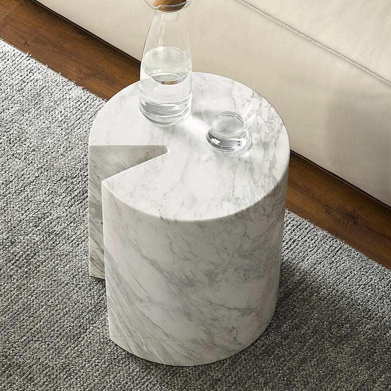 Seraphic Marble Round Side Table-White