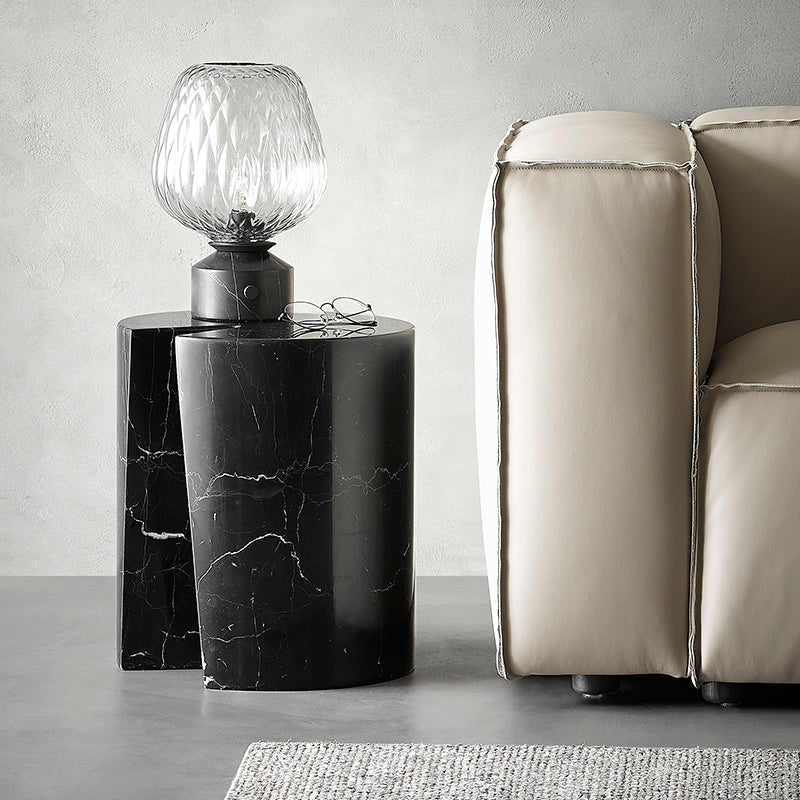 Seraphic Marble Round Side Table-Black