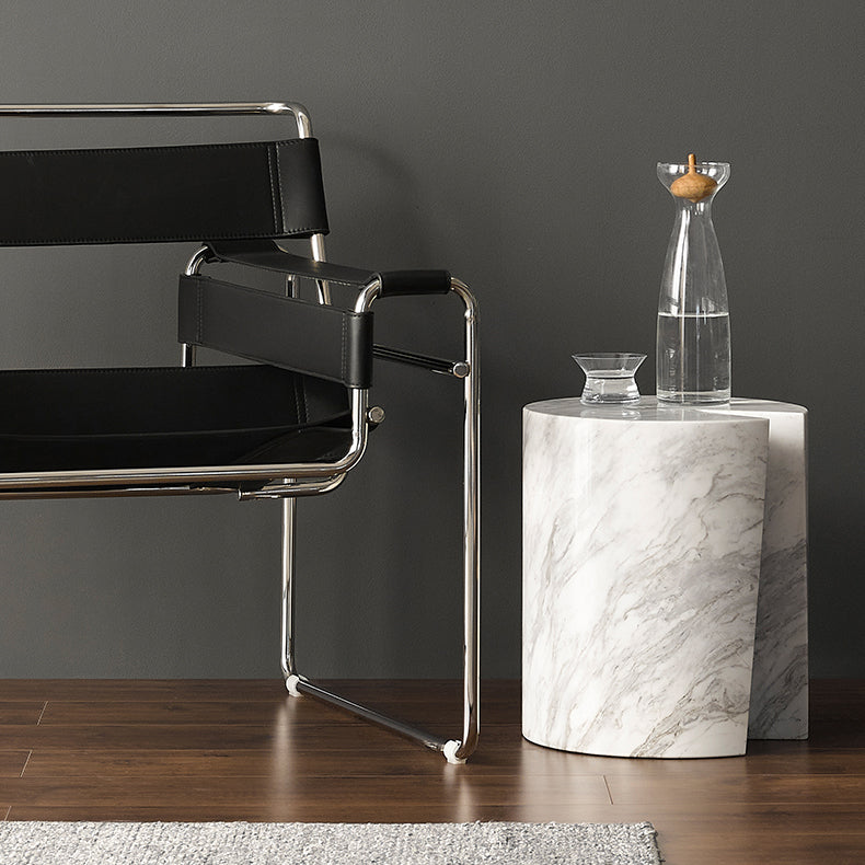Seraphic Marble Round Side Table-White