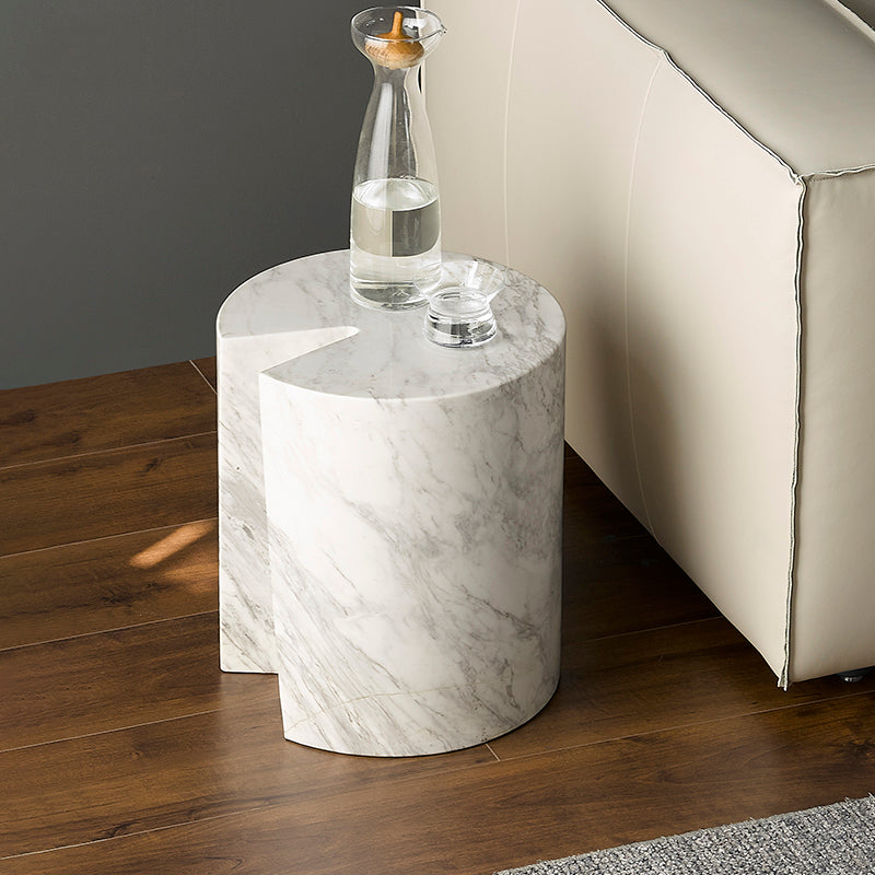 Seraphic Marble Round Side Table-White