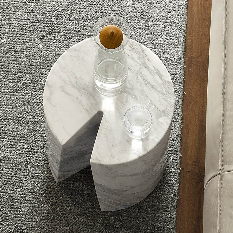 Seraphic Marble Round Side Table-White