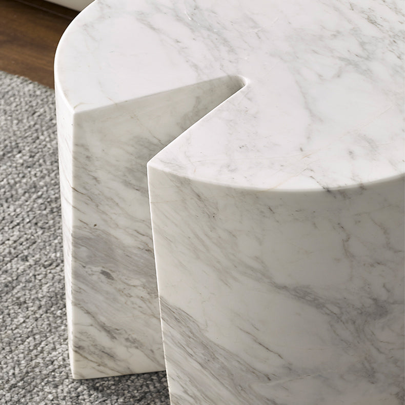 Seraphic Marble Round Side Table-White