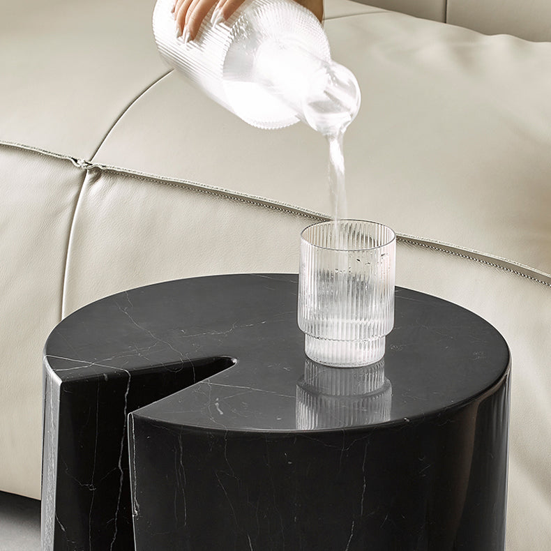 Luxury Marble Round Side Table-Black