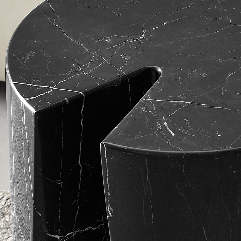 Luxury Marble Round Side Table-Black