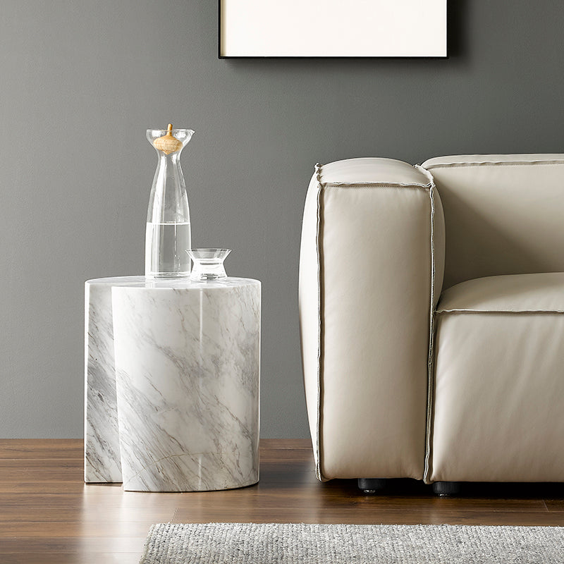 Seraphic Marble Round Side Table-White