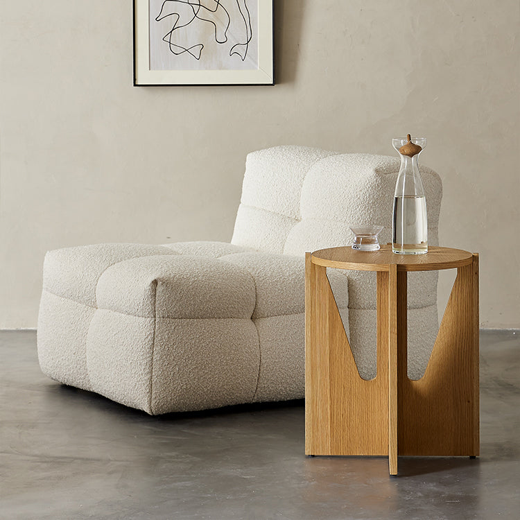 Vivid Oak Round Accent Side Table-17.8"