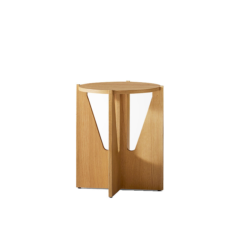Vivid Oak Round Accent Side Table-17.8"