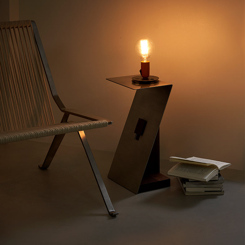 Modern Brushed Stainless Steel Side Table-Black