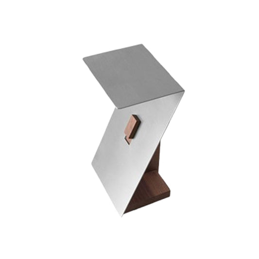 Modern Brushed Stainless Steel Side Table-Walnut