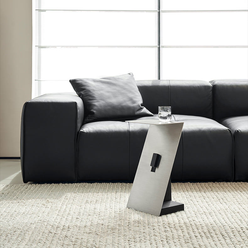 Modern Brushed Stainless Steel Side Table-Black