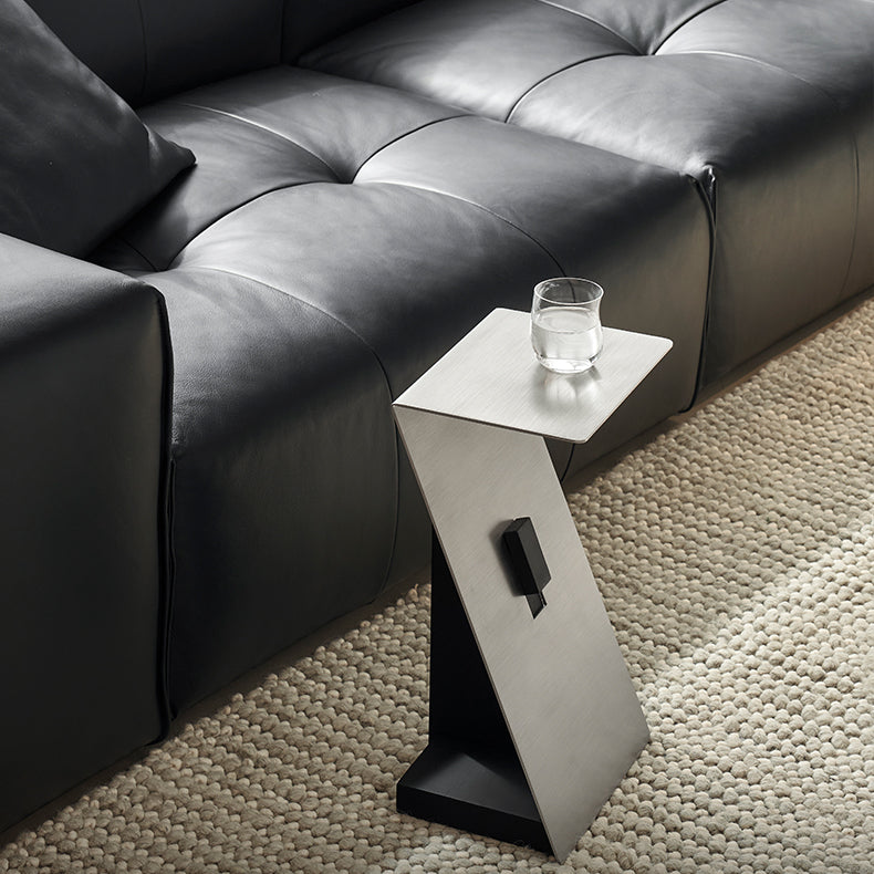 Modern Brushed Stainless Steel Side Table-Black