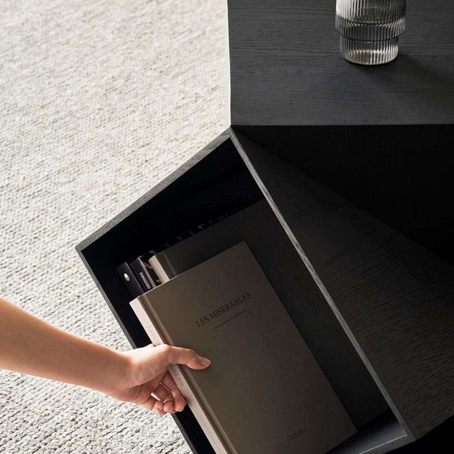 Polyhedron Walnut Wood Side Table-Black