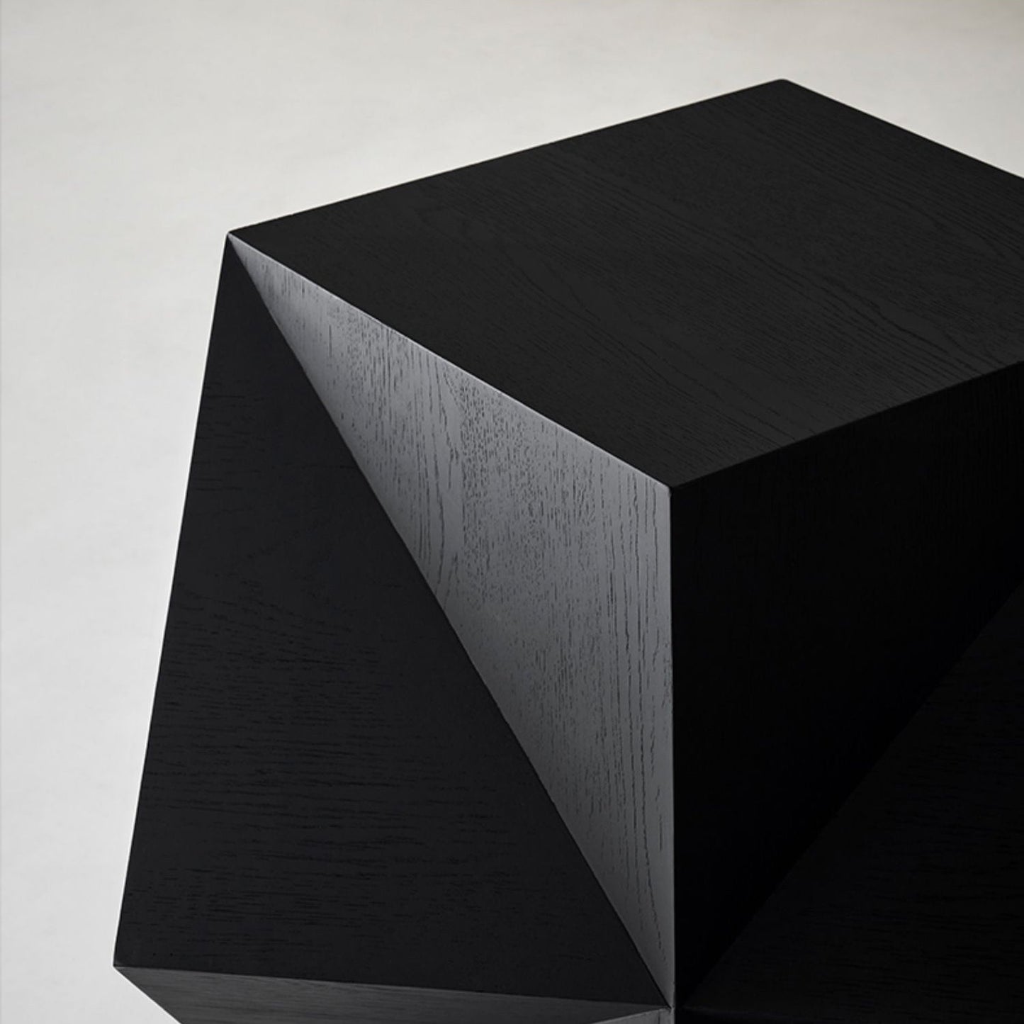 Polyhedron Walnut Wood Side Table-Black