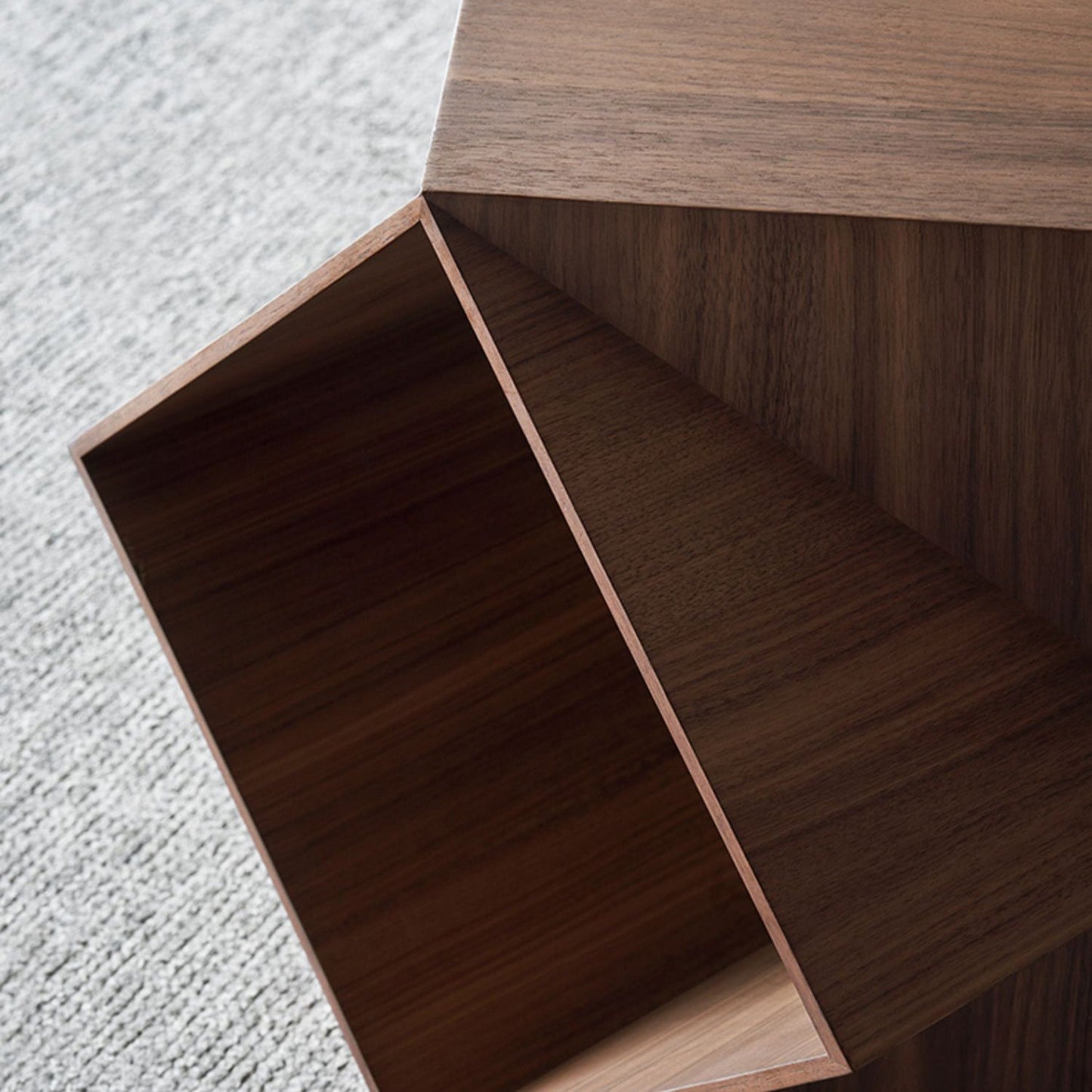 Polyhedron Walnut Wood Side Table-Walnut