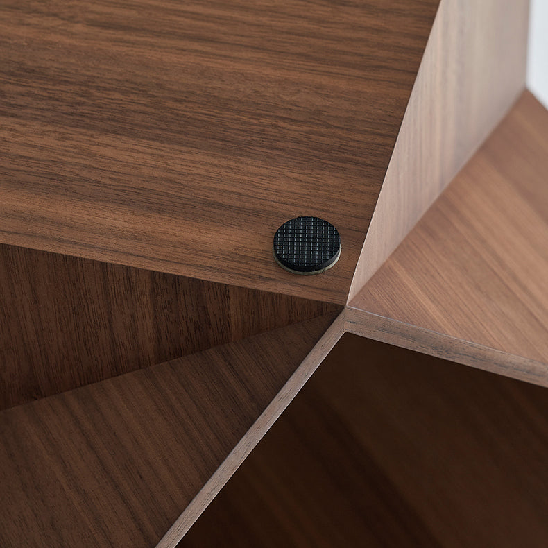 Polyhedron Walnut Wood Side Table-Walnut