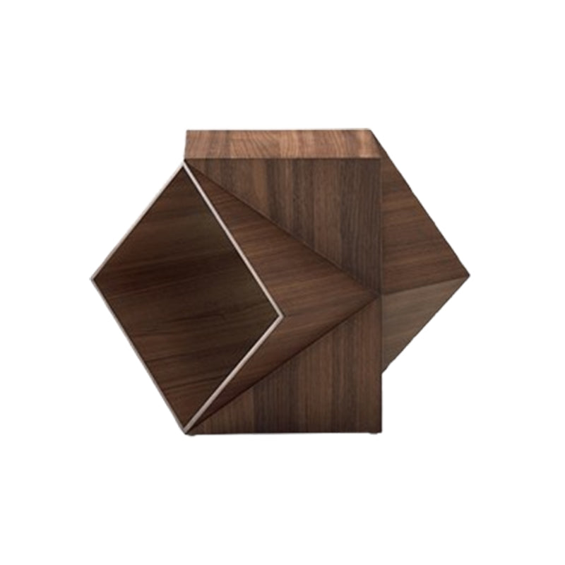 Polyhedron Solid Wood Side Table-Walnut