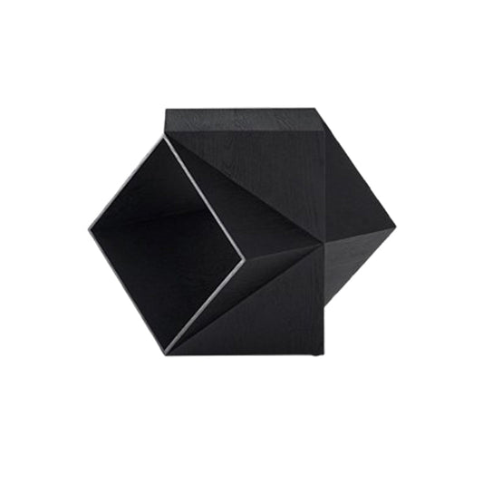 Polyhedron Walnut Wood Side Table-Black