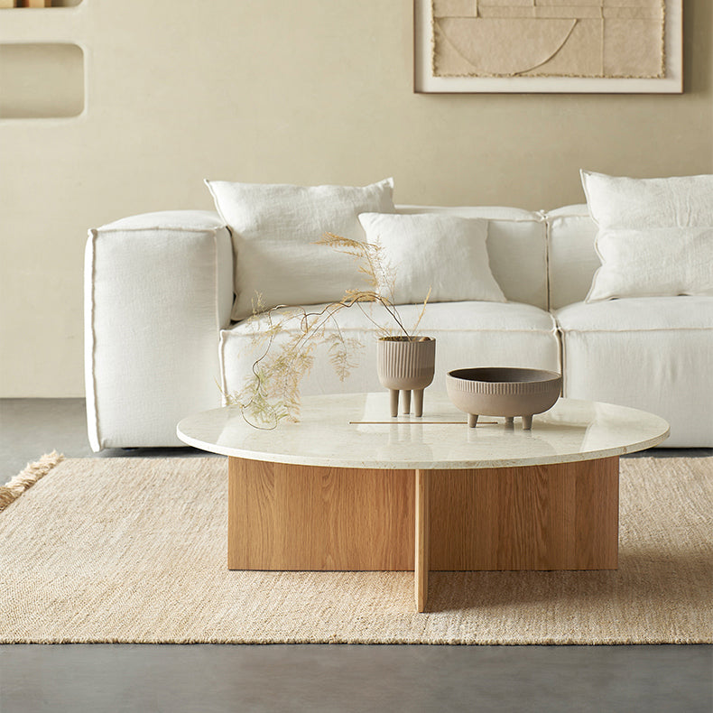 Origami Round Coffee Table Set-Natural