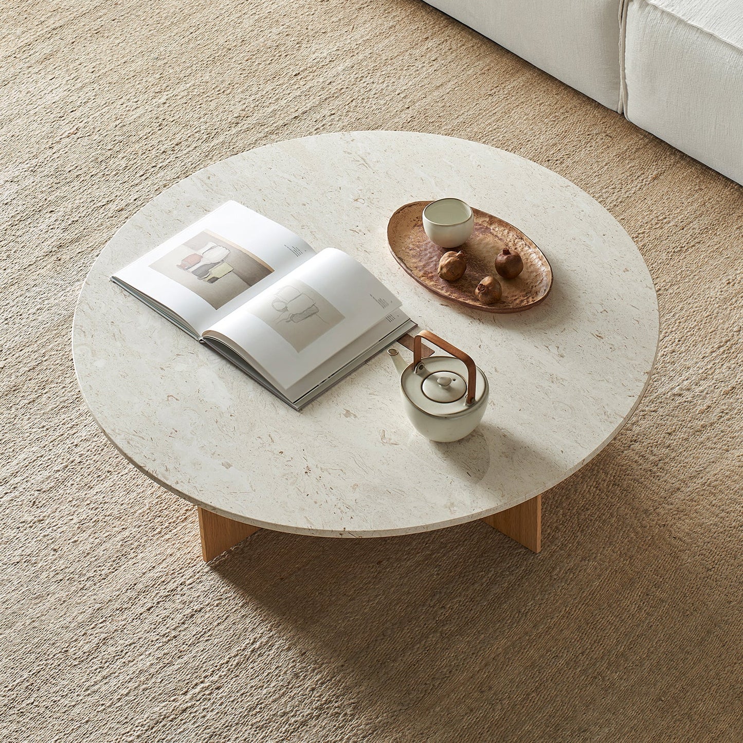 Origami Round Coffee Table Set-Natural