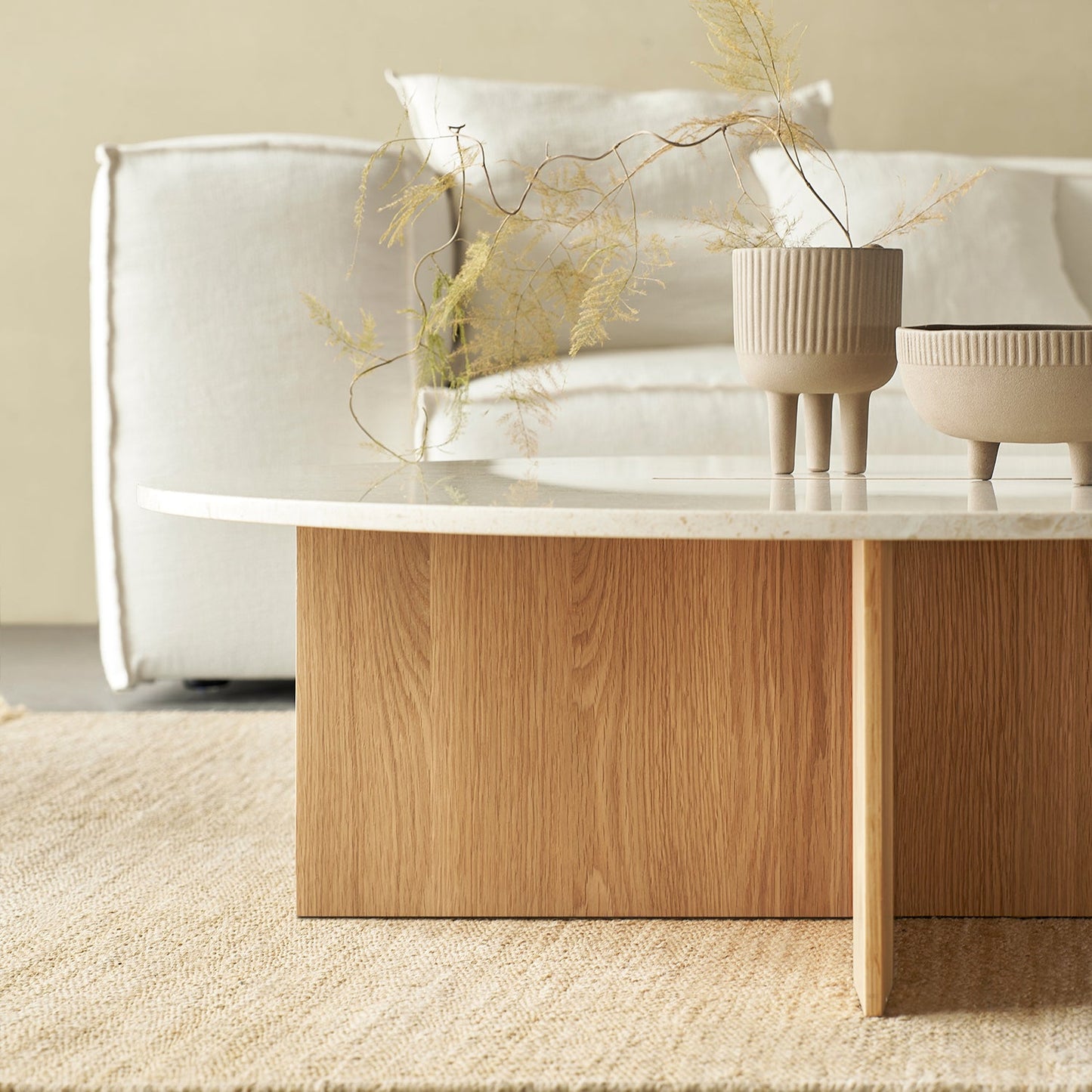 Origami Round Coffee Table Set-Natural